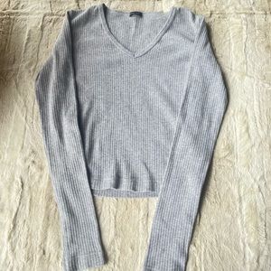 Brandy Melville gray long sleeve ribbed top